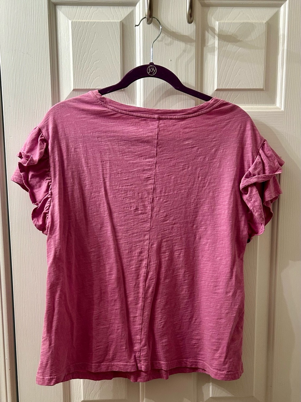 Lane Bryant Raspberry Pink Ruffle-Sleeve Tee - Picture 2 of 4